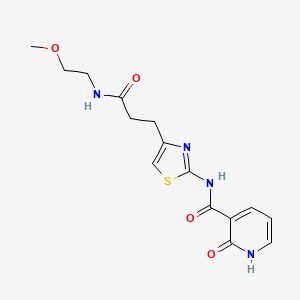 molecular formula C15H18N4O4S B2877105 N-(4-(3-((2-methoxyethyl)amino)-3-oxopropyl)thiazol-2-yl)-2-oxo-1,2-dihydropyridine-3-carboxamide CAS No. 1091408-92-2