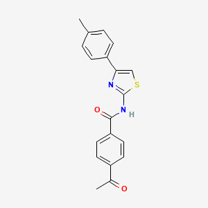 molecular formula C19H16N2O2S B2877108 4-acetyl-N-[4-(4-methylphenyl)-1,3-thiazol-2-yl]benzamide CAS No. 312605-34-8