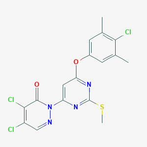 molecular formula C17H13Cl3N4O2S B287711 4,5-dichloro-2-[6-(4-chloro-3,5-dimethylphenoxy)-2-(methylsulfanyl)-4-pyrimidinyl]-3(2H)-pyridazinone 