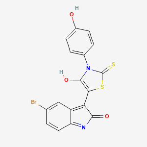 (3Z)-5-bromo-3-[3-(4-hydroxyphenyl)-4-oxo-2-thioxo-1,3-thiazolidin-5-ylidene]-1,3-dihydro-2H-indol-2-one