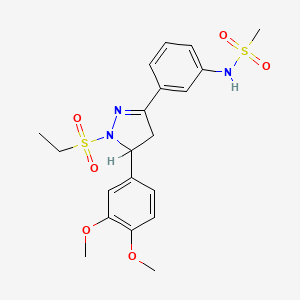 molecular formula C20H25N3O6S2 B2877125 N-(3-(5-(3,4-dimethoxyphenyl)-1-(ethylsulfonyl)-4,5-dihydro-1H-pyrazol-3-yl)phenyl)methanesulfonamide CAS No. 710986-22-4