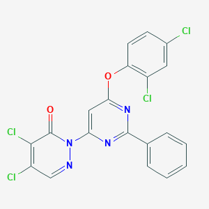 molecular formula C20H10Cl4N4O2 B287713 4,5-dichloro-2-[6-(2,4-dichlorophenoxy)-2-phenyl-4-pyrimidinyl]-3(2H)-pyridazinone 