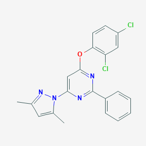 molecular formula C21H16Cl2N4O B287714 4-(2,4-dichlorophenoxy)-6-(3,5-dimethyl-1H-pyrazol-1-yl)-2-phenylpyrimidine 
