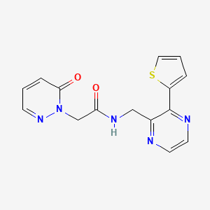 molecular formula C15H13N5O2S B2877143 2-(6-oxopyridazin-1(6H)-yl)-N-((3-(thiophen-2-yl)pyrazin-2-yl)methyl)acetamide CAS No. 2034426-02-1