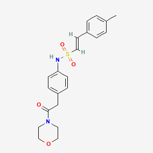 molecular formula C21H24N2O4S B2877144 (E)-N-(4-(2-morpholino-2-oxoethyl)phenyl)-2-(p-tolyl)ethenesulfonamide CAS No. 1396890-45-1