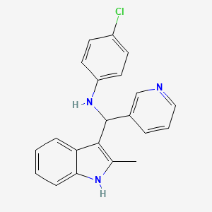4-chloro-N-[(2-methyl-1H-indol-3-yl)(pyridin-3-yl)methyl]aniline