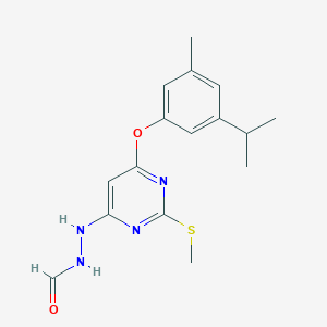 molecular formula C16H20N4O2S B287715 N'-[6-(3-isopropyl-5-methylphenoxy)-2-(methylsulfanyl)-4-pyrimidinyl]formic hydrazide 