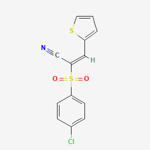 molecular formula C13H8ClNO2S2 B2877154 (2E)-2-[(4-氯苯基)磺酰基]-3-(2-噻吩基)丙-2-enenitrile CAS No. 565216-92-4