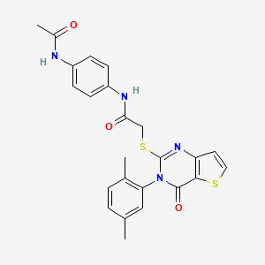 molecular formula C24H22N4O3S2 B2877157 N-[4-(acetylamino)phenyl]-2-{[3-(2,5-dimethylphenyl)-4-oxo-3,4-dihydrothieno[3,2-d]pyrimidin-2-yl]sulfanyl}acetamide CAS No. 1291833-80-1