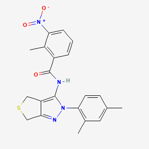 molecular formula C21H20N4O3S B2877160 N-(2-(2,4-dimethylphenyl)-4,6-dihydro-2H-thieno[3,4-c]pyrazol-3-yl)-2-methyl-3-nitrobenzamide CAS No. 396721-96-3