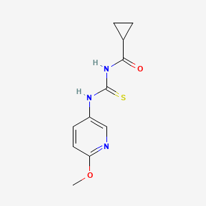 molecular formula C11H13N3O2S B2877161 N-[(6-甲氧基吡啶-3-基)氨基羰基硫代]环丙烷甲酰胺 CAS No. 497060-40-9