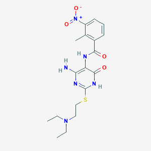 N-(4-amino-2-((2-(diethylamino)ethyl)thio)-6-oxo-1,6-dihydropyrimidin-5-yl)-2-methyl-3-nitrobenzamide