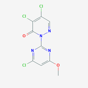 molecular formula C9H5Cl3N4O2 B287717 4,5-dichloro-2-(4-chloro-6-methoxy-2-pyrimidinyl)-3(2H)-pyridazinone 