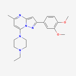 molecular formula C21H27N5O2 B2877172 2-(3,4-二甲氧基苯基)-7-(4-乙基哌嗪-1-基)-5-甲基吡唑并[1,5-a]嘧啶 CAS No. 932987-87-6