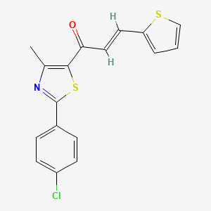 molecular formula C17H12ClNOS2 B2877178 (E)-1-[2-(4-chlorophenyl)-4-methyl-1,3-thiazol-5-yl]-3-(2-thienyl)-2-propen-1-one CAS No. 860610-06-6