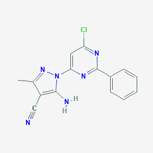 molecular formula C15H11ClN6 B287718 5-amino-1-(6-chloro-2-phenyl-4-pyrimidinyl)-3-methyl-1H-pyrazole-4-carbonitrile 