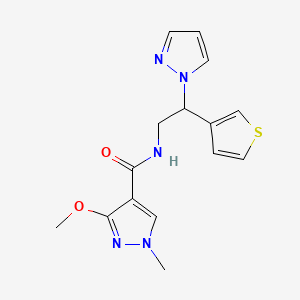 molecular formula C15H17N5O2S B2877186 N-(2-(1H-pyrazol-1-yl)-2-(thiophen-3-yl)ethyl)-3-methoxy-1-methyl-1H-pyrazole-4-carboxamide CAS No. 2034339-92-7