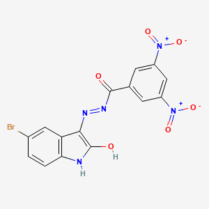 molecular formula C15H8BrN5O6 B2877187 (E)-N'-(5-溴-2-氧代吲哚林-3-亚基)-3,5-二硝基苯甲酰肼 CAS No. 112184-17-5