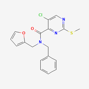 molecular formula C18H16ClN3O2S B2877192 N-benzyl-5-chloro-N-(furan-2-ylmethyl)-2-methylsulfanylpyrimidine-4-carboxamide CAS No. 833432-01-2