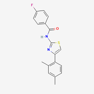 molecular formula C18H15FN2OS B2877194 N-[4-(2,4-dimethylphenyl)-1,3-thiazol-2-yl]-4-fluorobenzamide CAS No. 313364-35-1