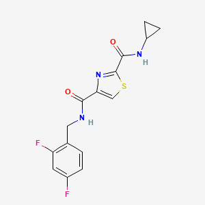 molecular formula C15H13F2N3O2S B2877196 N~2~-cyclopropyl-N~4~-(2,4-difluorobenzyl)-1,3-thiazole-2,4-dicarboxamide CAS No. 1251616-02-0