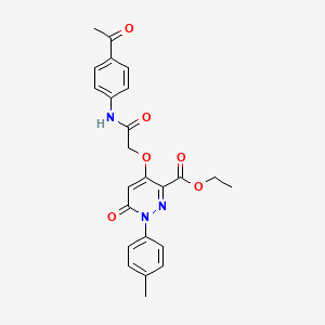 molecular formula C24H23N3O6 B2877205 Ethyl 4-(2-((4-acetylphenyl)amino)-2-oxoethoxy)-6-oxo-1-(p-tolyl)-1,6-dihydropyridazine-3-carboxylate CAS No. 899943-15-8