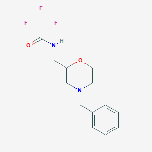 molecular formula C14H17F3N2O2 B2877210 N-[(4-benzylmorpholin-2-yl)methyl]-2,2,2-trifluoroacetamide CAS No. 116163-26-9