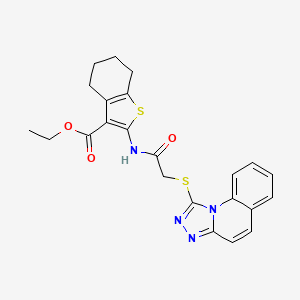 Ethyl 2-(2-([1,2,4]triazolo[4,3-a]quinolin-1-ylthio)acetamido)-4,5,6,7-tetrahydrobenzo[b]thiophene-3-carboxylate