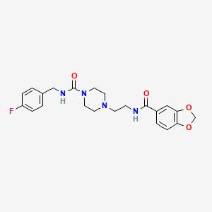 4-(2-(benzo[d][1,3]dioxole-5-carboxamido)ethyl)-N-(4-fluorobenzyl)piperazine-1-carboxamide