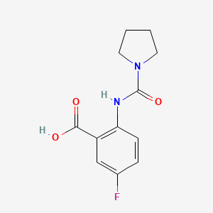 molecular formula C12H13FN2O3 B2877227 5-Fluoro-2-[(pyrrolidin-1-ylcarbonyl)amino]benzoic acid CAS No. 1307841-07-1