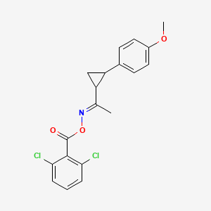 molecular formula C19H17Cl2NO3 B2877228 (E)-{1-[2-(4-methoxyphenyl)cyclopropyl]ethylidene}amino 2,6-dichlorobenzoate CAS No. 341966-90-3