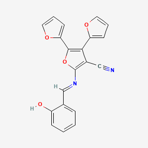 (E)-5'-((2-hydroxybenzylidene)amino)-[2,2':3',2''-terfuran]-4'-carbonitrile