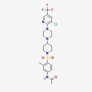 molecular formula C24H29ClF3N5O3S B2877242 N-{4-[(4-{4-[3-chloro-5-(trifluoromethyl)pyridin-2-yl]piperazin-1-yl}piperidin-1-yl)sulfonyl]-3-methylphenyl}acetamide CAS No. 2097933-91-8