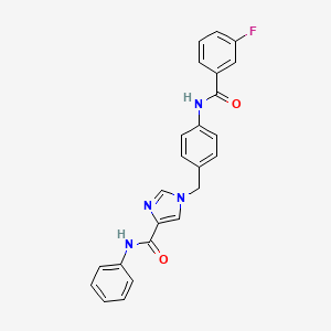 molecular formula C24H19FN4O2 B2877263 1-(4-(3-fluorobenzamido)benzyl)-N-phenyl-1H-imidazole-4-carboxamide CAS No. 1251560-31-2
