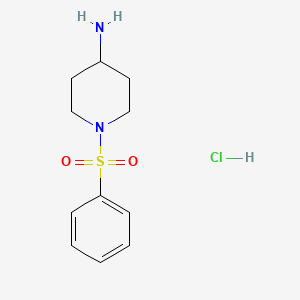 molecular formula C11H17ClN2O2S B2877271 1-(Phenylsulfonyl)-4-piperidinamine hydrochloride CAS No. 1174143-24-8; 228259-70-9