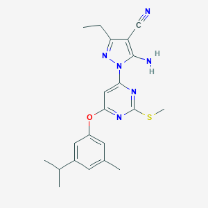 5-amino-3-ethyl-1-[6-(3-isopropyl-5-methylphenoxy)-2-(methylsulfanyl)-4-pyrimidinyl]-1H-pyrazole-4-carbonitrile