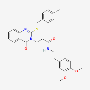 molecular formula C29H31N3O4S B2877290 N-(3,4-dimethoxyphenethyl)-3-(2-((4-methylbenzyl)thio)-4-oxoquinazolin-3(4H)-yl)propanamide CAS No. 422288-94-6