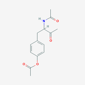 molecular formula C14H17NO4 B2877291 4-[2-(Acetylamino)-3-oxobutyl]phenyl acetate CAS No. 412335-18-3