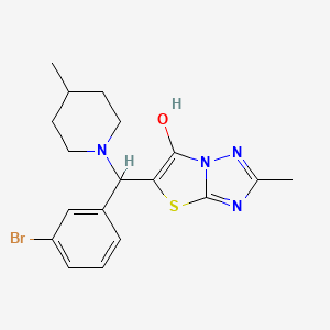 molecular formula C18H21BrN4OS B2877299 5-((3-Bromophenyl)(4-methylpiperidin-1-yl)methyl)-2-methylthiazolo[3,2-b][1,2,4]triazol-6-ol CAS No. 869342-89-2