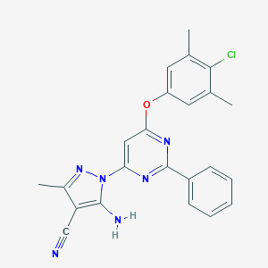 molecular formula C23H19ClN6O B287734 5-amino-1-[6-(4-chloro-3,5-dimethylphenoxy)-2-phenyl-4-pyrimidinyl]-3-methyl-1H-pyrazole-4-carbonitrile 