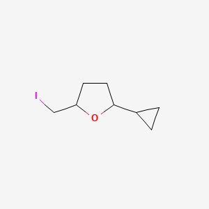 molecular formula C8H13IO B2877344 2-Cyclopropyl-5-(iodomethyl)oxolane CAS No. 1849210-29-2