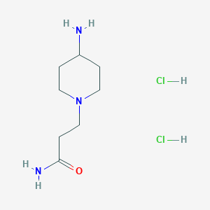 molecular formula C8H19Cl2N3O B2877346 3-(4-氨基哌啶-1-基)丙酰胺；二盐酸盐 CAS No. 2411257-68-4