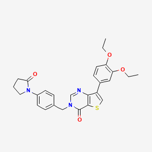 molecular formula C27H27N3O4S B2877356 7-(3,4-diethoxyphenyl)-3-[4-(2-oxopyrrolidin-1-yl)benzyl]thieno[3,2-d]pyrimidin-4(3H)-one CAS No. 1207006-45-8