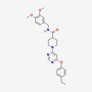 molecular formula C27H32N4O4 B2877360 N-(3,4-dimethoxybenzyl)-1-[6-(4-ethylphenoxy)pyrimidin-4-yl]piperidine-4-carboxamide CAS No. 1116045-22-7
