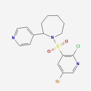 molecular formula C16H17BrClN3O2S B2877363 1-[(5-Bromo-2-chloropyridin-3-yl)sulfonyl]-2-(pyridin-4-yl)azepane CAS No. 1424523-24-9