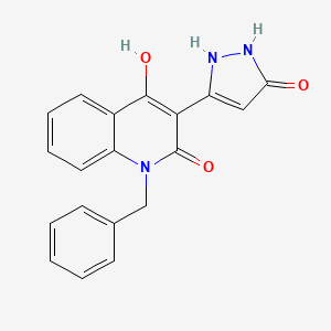 molecular formula C19H15N3O3 B2877364 1-苄基-4-羟基-3-(5-氧代-2,5-二氢-1H-吡唑-3-基)-2(1H)-喹啉酮 CAS No. 866149-99-7