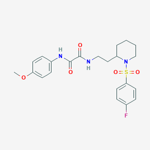 molecular formula C22H26FN3O5S B2877371 N1-(2-(1-((4-fluorophenyl)sulfonyl)piperidin-2-yl)ethyl)-N2-(4-methoxyphenyl)oxalamide CAS No. 898415-10-6