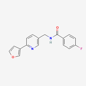 molecular formula C17H13FN2O2 B2877377 4-氟基-N-((6-(呋喃-3-基)吡啶-3-基)甲基)苯甲酰胺 CAS No. 2034226-65-6