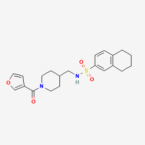 molecular formula C21H26N2O4S B2877380 N-((1-(furan-3-carbonyl)piperidin-4-yl)methyl)-5,6,7,8-tetrahydronaphthalene-2-sulfonamide CAS No. 1396850-46-6