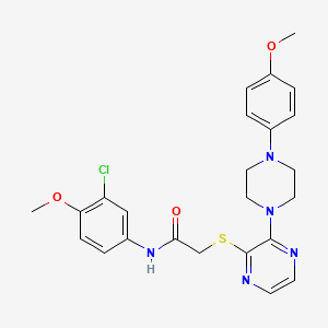 molecular formula C24H26ClN5O3S B2877385 4-({2-[4-(1,3-Benzodioxol-5-ylcarbonyl)piperazin-1-yl]-1,3-thiazol-4-yl}methyl)morpholine CAS No. 1185000-17-2
